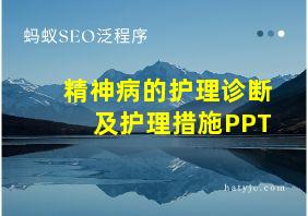 精神病的护理诊断及护理措施PPT