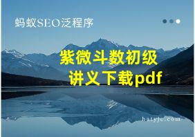 紫微斗数初级讲义下载pdf