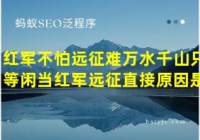 红军不怕远征难万水千山只等闲当红军远征直接原因是