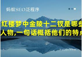 红楼梦中金陵十二钗是哪些人物,一句话概括他们的特点