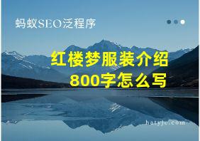 红楼梦服装介绍800字怎么写