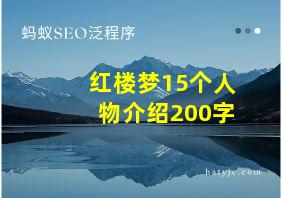 红楼梦15个人物介绍200字