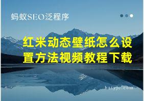 红米动态壁纸怎么设置方法视频教程下载