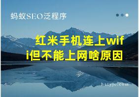 红米手机连上wifi但不能上网啥原因