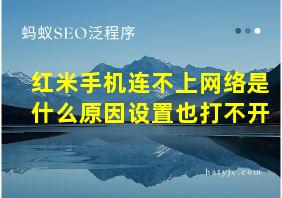 红米手机连不上网络是什么原因设置也打不开