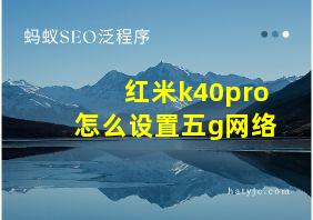 红米k40pro怎么设置五g网络