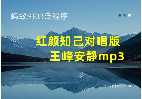 红颜知己对唱版王峰安静mp3