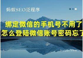 绑定微信的手机号不用了怎么登陆微信账号密码忘了