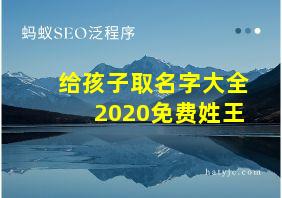 给孩子取名字大全2020免费姓王