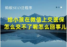 给小孩在微信上交医保怎么交不了呢怎么回事儿