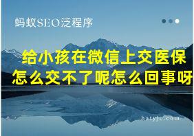 给小孩在微信上交医保怎么交不了呢怎么回事呀