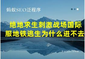 绝地求生刺激战场国际服地铁逃生为什么进不去