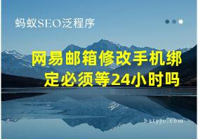 网易邮箱修改手机绑定必须等24小时吗