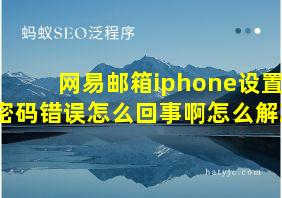 网易邮箱iphone设置密码错误怎么回事啊怎么解决