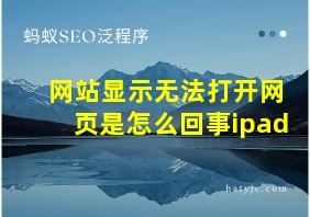 网站显示无法打开网页是怎么回事ipad