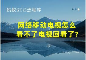 网络移动电视怎么看不了电视回看了?