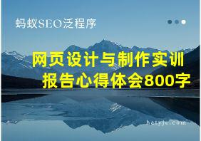 网页设计与制作实训报告心得体会800字