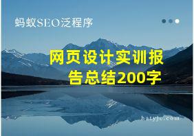 网页设计实训报告总结200字