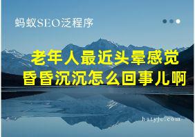 老年人最近头晕感觉昏昏沉沉怎么回事儿啊