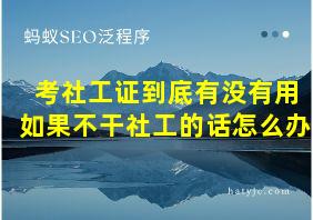 考社工证到底有没有用如果不干社工的话怎么办