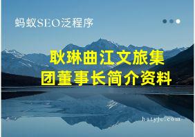 耿琳曲江文旅集团董事长简介资料