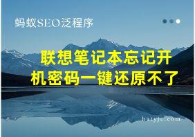 联想笔记本忘记开机密码一键还原不了