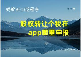 股权转让个税在app哪里申报