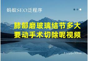 肺部磨玻璃结节多大要动手术切除呢视频