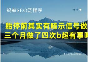 胎停前其实有暗示信号做三个月做了四次b超有事吗