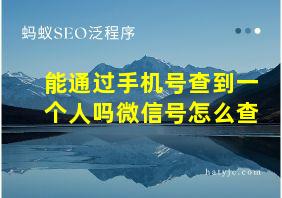 能通过手机号查到一个人吗微信号怎么查