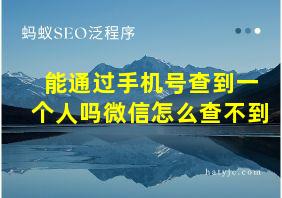 能通过手机号查到一个人吗微信怎么查不到