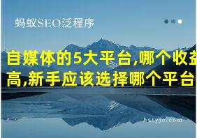 自媒体的5大平台,哪个收益高,新手应该选择哪个平台?