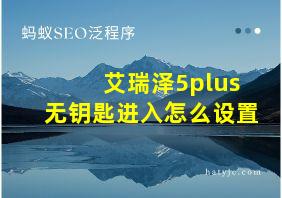 艾瑞泽5plus无钥匙进入怎么设置