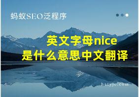 英文字母nice是什么意思中文翻译