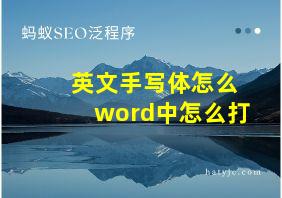 英文手写体怎么word中怎么打