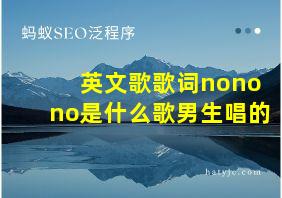 英文歌歌词nonono是什么歌男生唱的