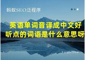 英语单词音译成中文好听点的词语是什么意思呀