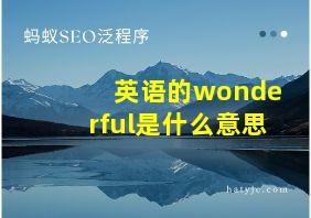 英语的wonderful是什么意思