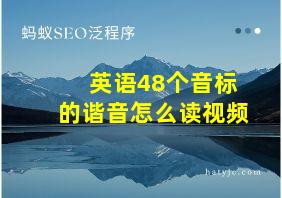 英语48个音标的谐音怎么读视频