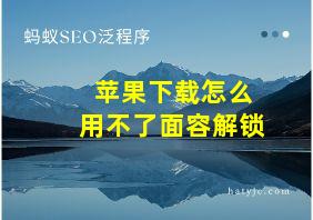 苹果下载怎么用不了面容解锁