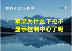 苹果为什么下拉不显示控制中心了呢