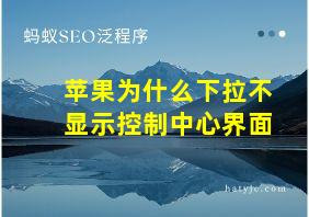 苹果为什么下拉不显示控制中心界面