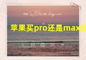 苹果买pro还是max好