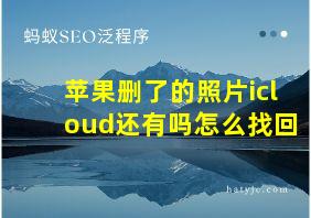 苹果删了的照片icloud还有吗怎么找回