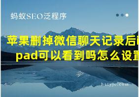 苹果删掉微信聊天记录后ipad可以看到吗怎么设置