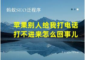 苹果别人给我打电话打不进来怎么回事儿