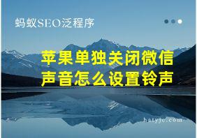 苹果单独关闭微信声音怎么设置铃声