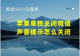 苹果单独关闭微信声音提示怎么关闭