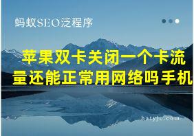 苹果双卡关闭一个卡流量还能正常用网络吗手机