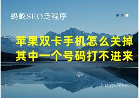 苹果双卡手机怎么关掉其中一个号码打不进来